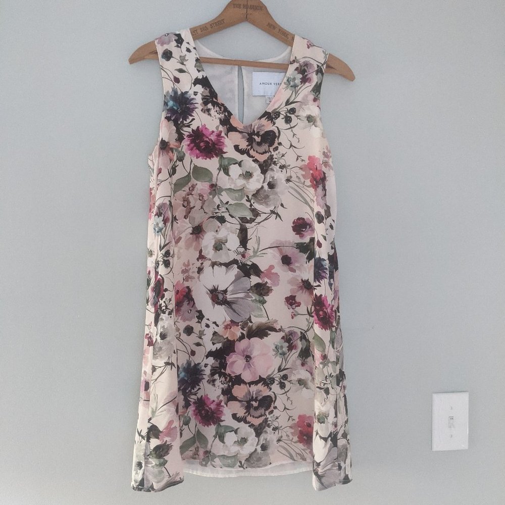 Amour Vert | Florence Floral Silk Sheath Dress Size XS
